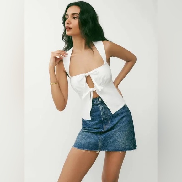 NWT Reformation Azalea linen top size 12 white - Picture 2 of 7